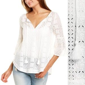 NWT Johnny Was Timbra Eyelet Lace up Blouse